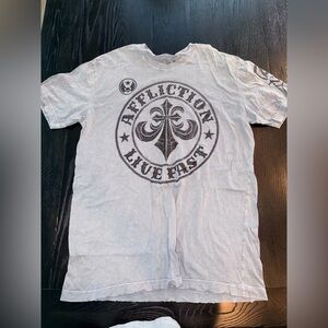 Affliction Light Gray Graphic Tee for Men